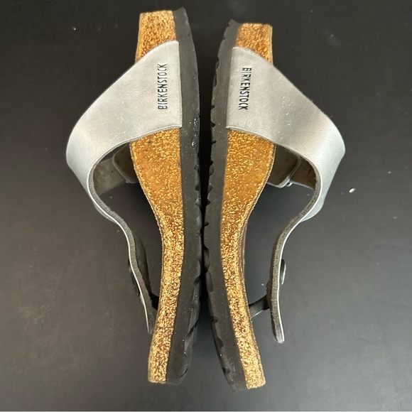 Birkenstock Women Sandals Shoes Gizeh Grey Silver Patent Leather EU 36 Thong - Picture 8 of 10